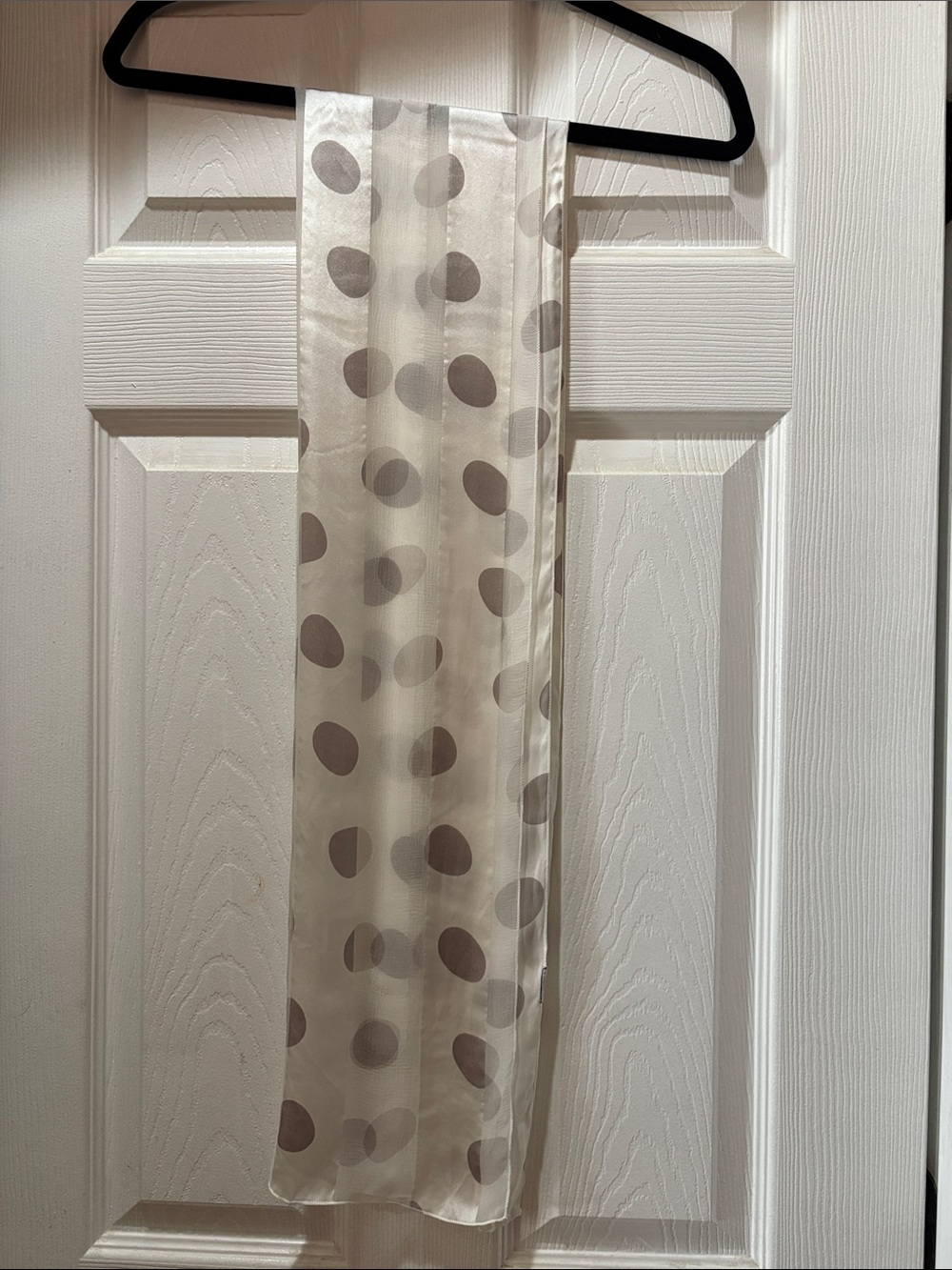 Classic Polka Dot Sheer Scarf - Cream and Taupe